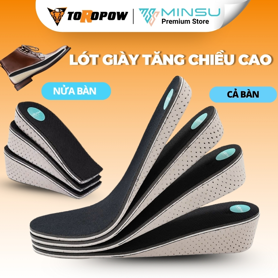 Lót Giày Tăng Chiều Cao Cả Bàn và Nửa Bàn Chân Nam Nữ Cao Cấp MINSU M7018 Dùng cho Giày Thể Thao Độn Đế