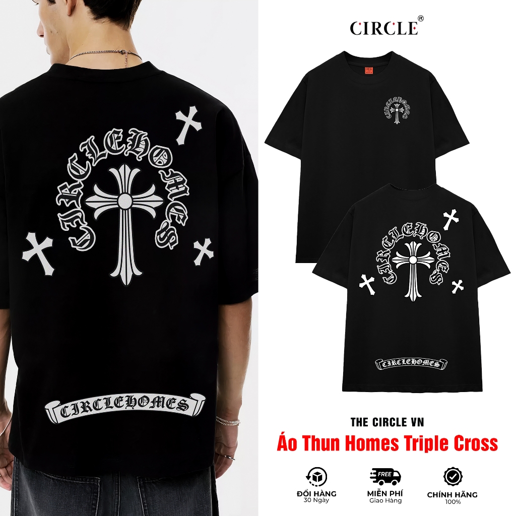 Áo thun Homes Triple Cross Circle Homes Unisex cotton cao cấp - THE CIRCLE VN
