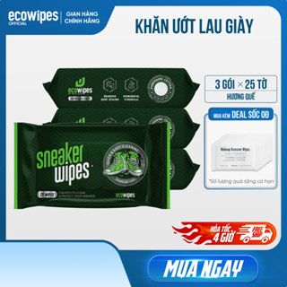  Combo 03 gói khăn lau giày thể thao siêu tốc Sneaker EcoWipes gói 25 tờ hương quế khử mùi 