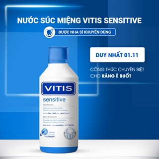  Nước súc miệng chống Ê buốt VITIS Sensitive Dành cho Răng nhạy cảm buốt nhức Bổ sung khoáng chất Chai lớn 500ml 