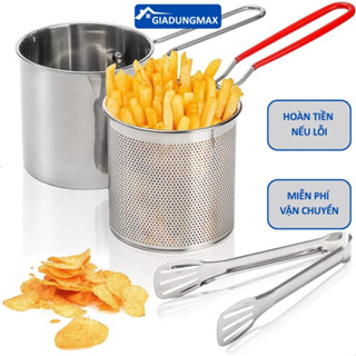 Nồi Chiên Ngập Dầu Mini Inox 304, Siêu Tiện Lợi Làm Đồ Ăn Vặt Cho Bé (Gà Rán, Xúc Xích, Khoai Tây)