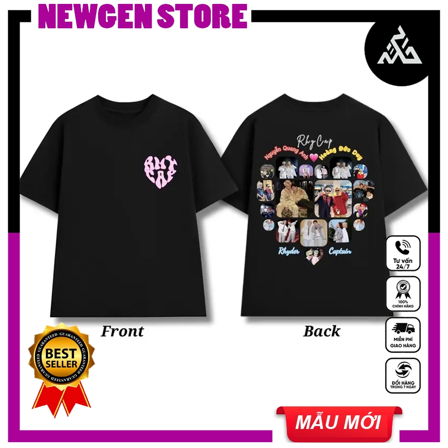 Áo thun RHYDER & CAPTAIN BOY Dành cho Fan RHYCAP  BAY TỚI ĐÂY - RHYCAP HEART