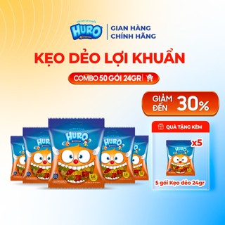  Combo 50 Gói Kẹo Dẻo Lợi Khuẩn Huro Cho Bé Túi 24g 