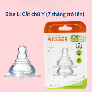 Set 2 Núm Ty Thay Thế Wesser Cổ Rộng Silicon Siêu Mềm Thay Thế Bình Sữa Cho Bé
