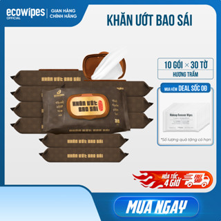  Thùng 10 gói khăn ướt bao sái lau bàn thờ EcoWipes 30 tờ gói Hương Trầm 