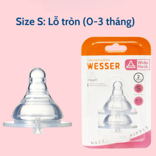 Set 2 Núm Ty Thay Thế Wesser Cổ Rộng Silicon Siêu Mềm Thay Thế Bình Sữa Cho Bé