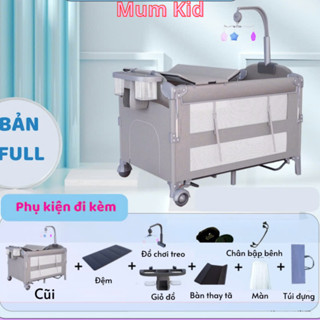  Cũi di động gấp gọn Babes sky thông minh có bàn thay tã cho bé tặng full phụ kiện - MK111 