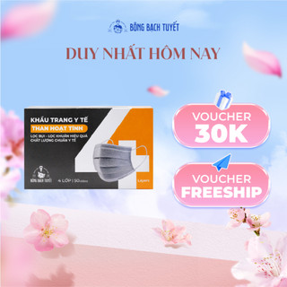  Khẩu trang Bông Bạch Tuyết than hoạt tính  50 cái hộp  - Calla Bông Bạch Tuyết 