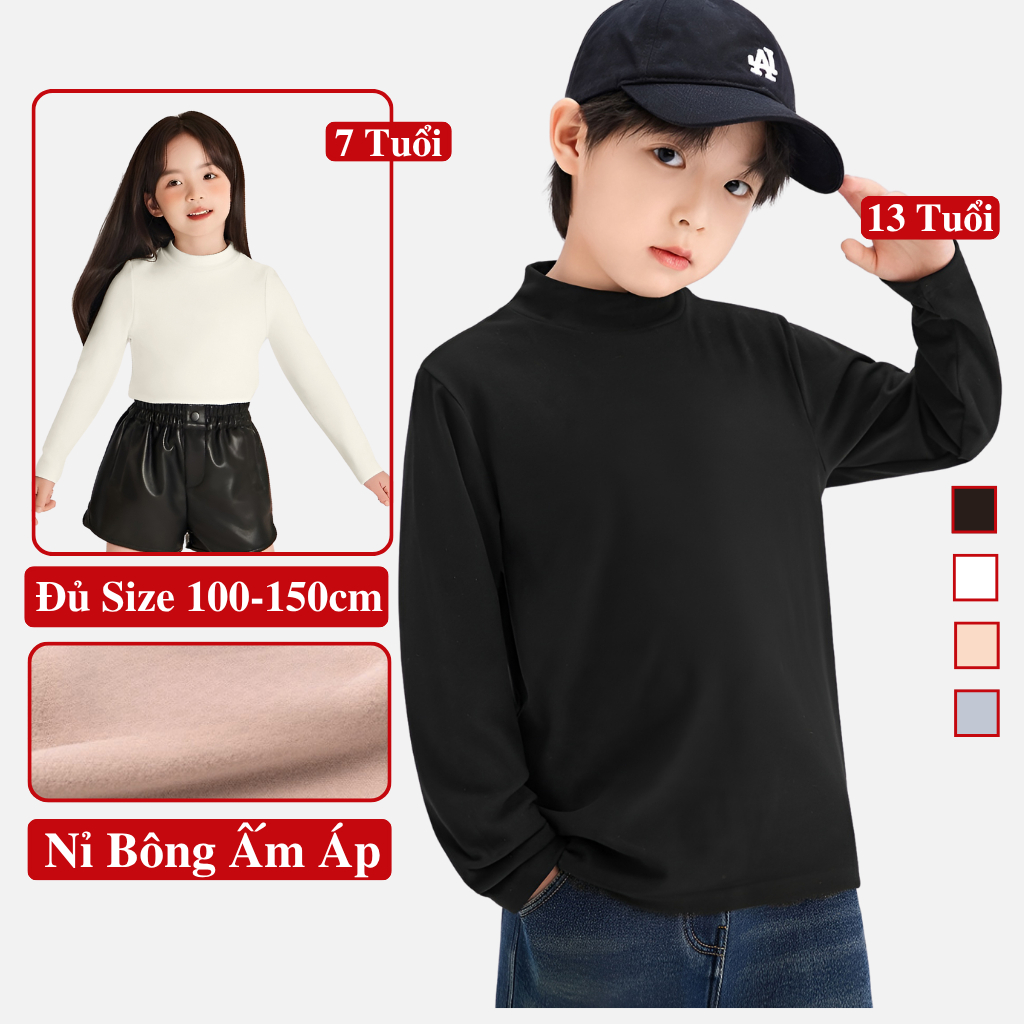  Áo Nỉ Bông Tay Dài Thu Đông Trẻ Em Cho Bé Gái Bé Trai KooKoo  Áo Giữ Nhiệt Thu Đông Trẻ Em Bé Trai Bé Gái 