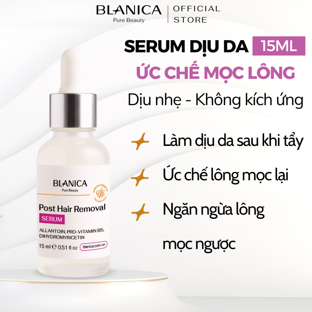 Serum sau tẩy lông BLANICA Post Hair Removal Serum hỗ trợ giảm kích ứng và ức chế mọc lông 15ml