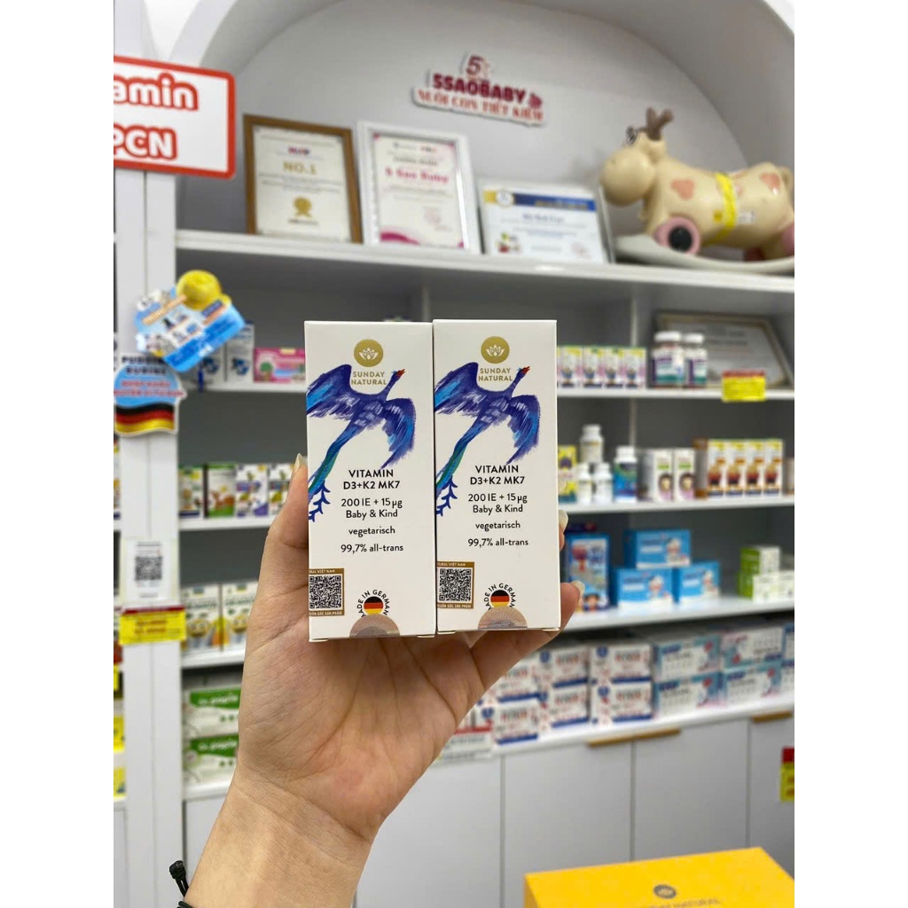 [MẪU MỚI] Vitamin D3 K2 MK7 Sunday Natural Đức Lọ 20ml