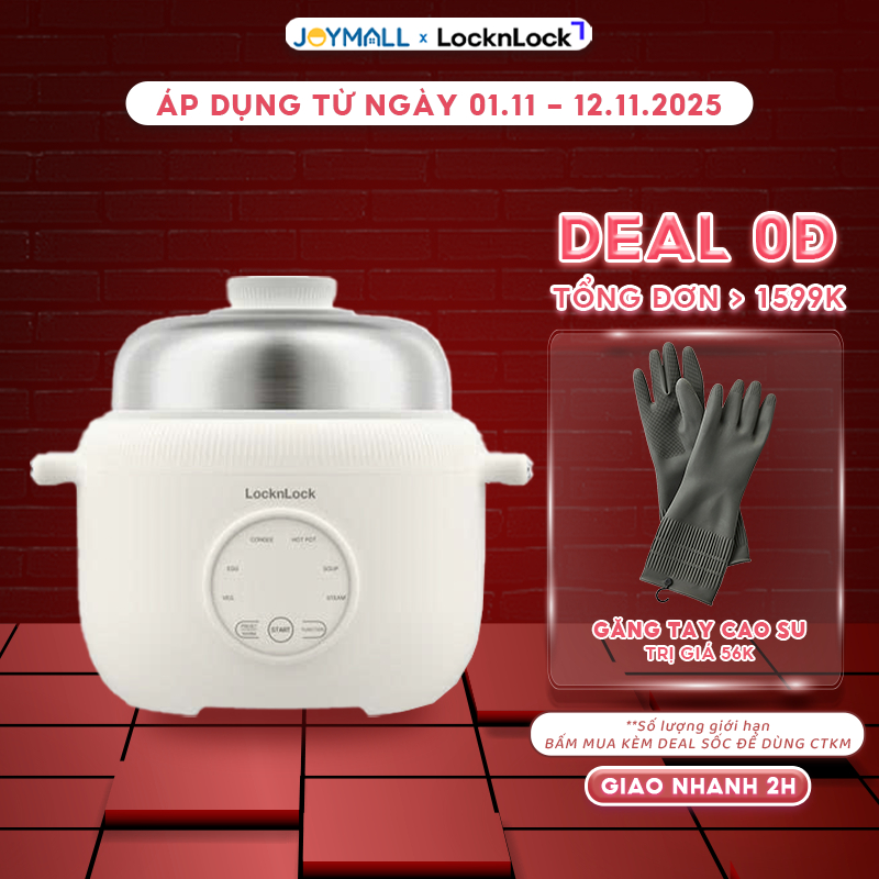Nồi Điện Đa Năng LocknLock Digital Multipot EJP186IVY 1.6L 500W, Hàng Chính Hãng, Xửng Hấp - JoyMall