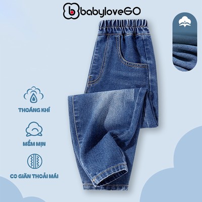 Quần baggy jeans xước cho bé gái BabyloveGO, quần dài cho bé phong cách Hàn quốc QJ04