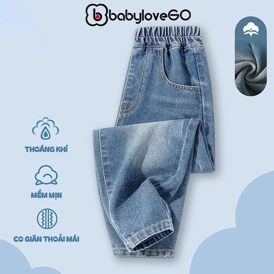 Quần jeans xước cho bé trai BabyloveGO, quần dài bé trai bé gái dáng baggy phong cách Hàn quốc QJ04