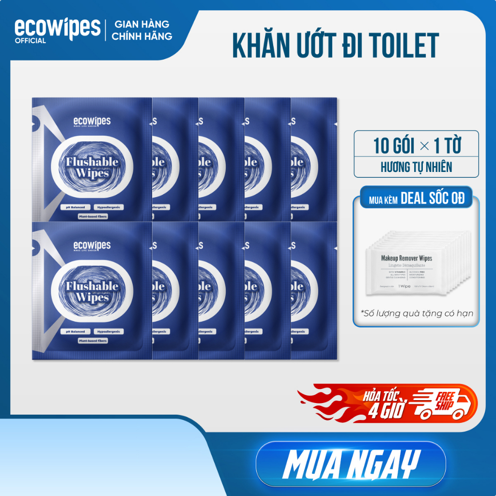 FREESHIP 0Đ_Khăn ướt đi toilet có thể xả trong bồn cầu - Flushable EcoWipes