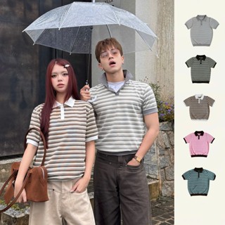  AB HOUSE - Áo Polo thun gân sọc nổi thời trang nam nữ 