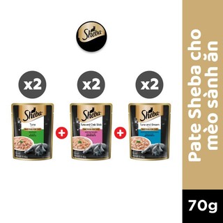  SHEBA Pate cho mèo sành ăn - Thức ăn cho mèo trưởng thành dạng sốt 70g 6 gói 