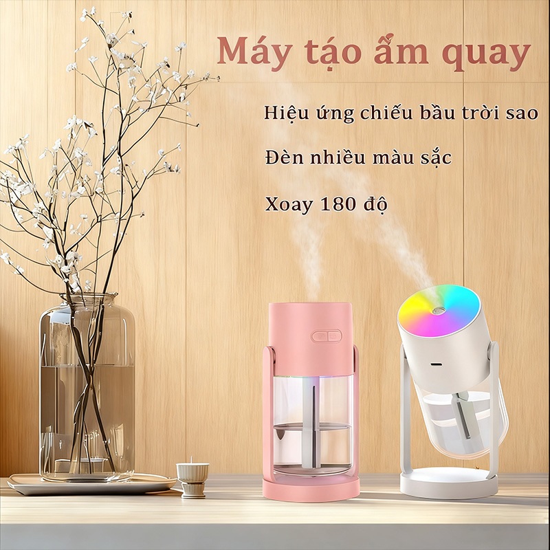 Máy tạo độ ẩm tắt tiếng 280ml phun sương tạo ẩm  Dùng trong nhiều ngữ cảnh Có Đèn máy tạo ẩm