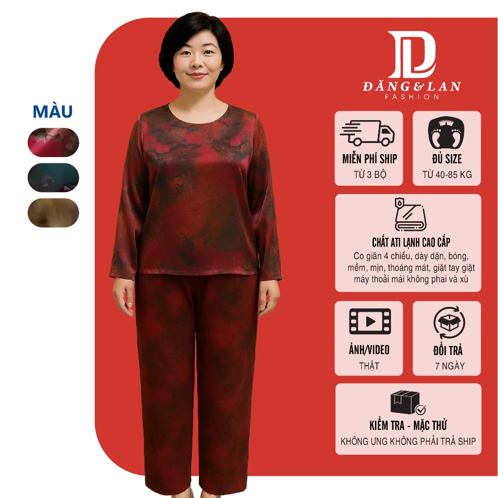 Đồ bộ hoa tay dài 𝗗𝗟 𝗙𝗮𝘀𝗵𝗶𝗼𝗻 Mã WD