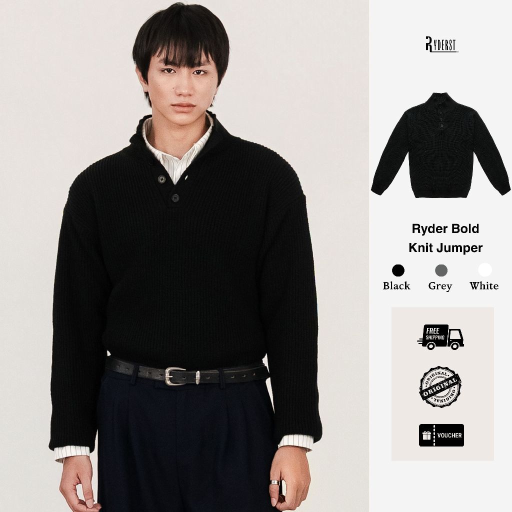 Áo Len Nam Ryder Bold Knit Jumper AL06 Cổ Cao Form Relaxed