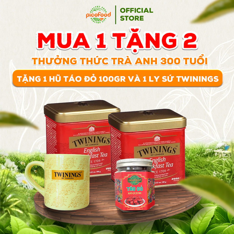Trà Twinings English Breakfast Tea Hộp Thiếc 100GR | Trà Đen Bữa Sáng Thương Hạng Cao Cấp, Loose Tea