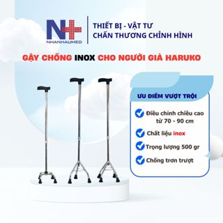  Gậy Chống Cho Người Già 3 Chân 4 Chân Inox Haruko Cứng Cáp Điều Chỉnh Chiều Cao 70 - 90 cm 