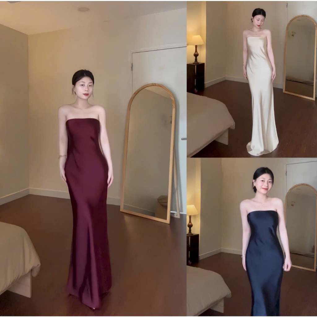 Những mẫu đầm đen cúp ngực dáng dài đẹp và bán chạy trên thị trường