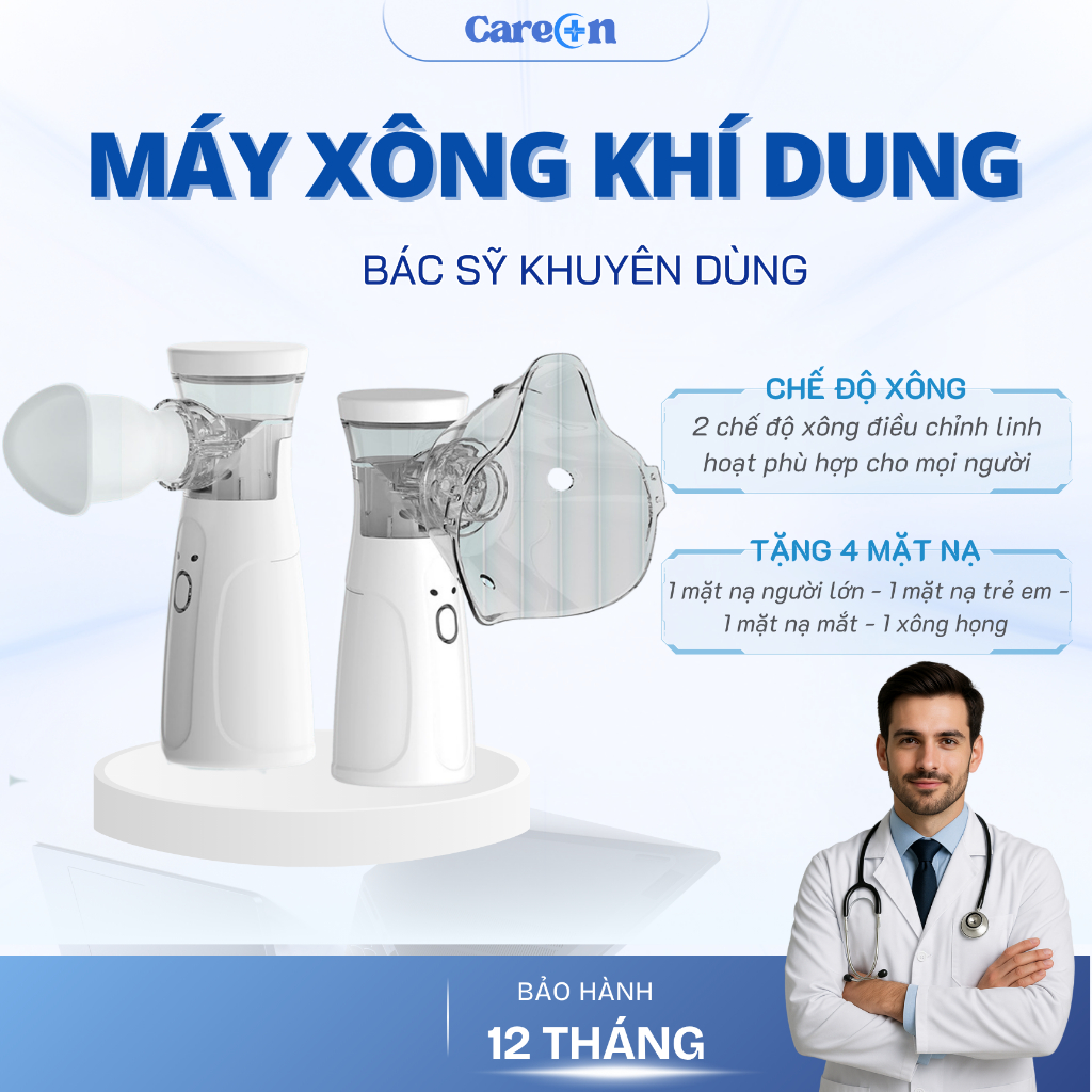 Máy Xông Khí Dung Cầm Tay CareOn KE-N35 Bản Pin Đa Năng (Có Thể Sạc Lại) Phun Sương Mịn Êm Ái