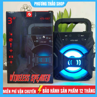 Loa Bluetooth mini xách tay KTS-1057 nhỏ gọn âm thanh siêu hay đèn led nhấp nháy Hỗ trợ cắm thẻ nhớ, USB