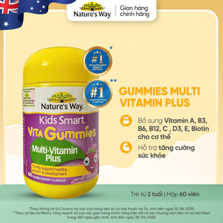  Kẹo dẻo Nature's Way VitaGummies MultiVitamin Plus 60 viên hỗ trợ bổ sung vitamin và chất xơ cho bé 