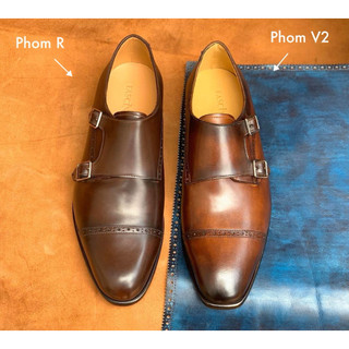 Giày Double Monkstrap - Phom R - Mũi tròn - Da bê Ý - Đế khâu Blake