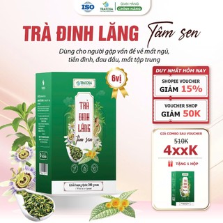  Trà đinh lăng tâm sen TRATOSA 6 Vị thảo dược,50 túi lọc giúp an thần ngủ ngon,sâu giấc từ thiên nhiên 