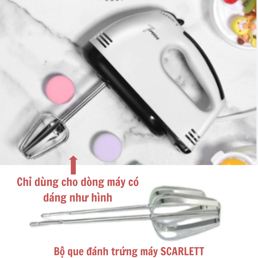 BỘ QUE ĐÁNH TRỨNG / MÓC NHÀO BỘT/ 1 PHƠI ĐÁNH KEM  INOX - PHỤ KIỆN MÁY ĐÁNH TRỨNG SCARLETT