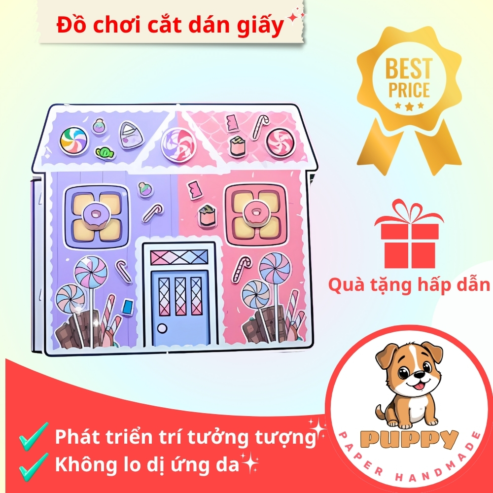 Ngôi nhà búp bê giấy tiểu thư Pink and Purple - outfit doll cắt dán - sáng tạo cho bé