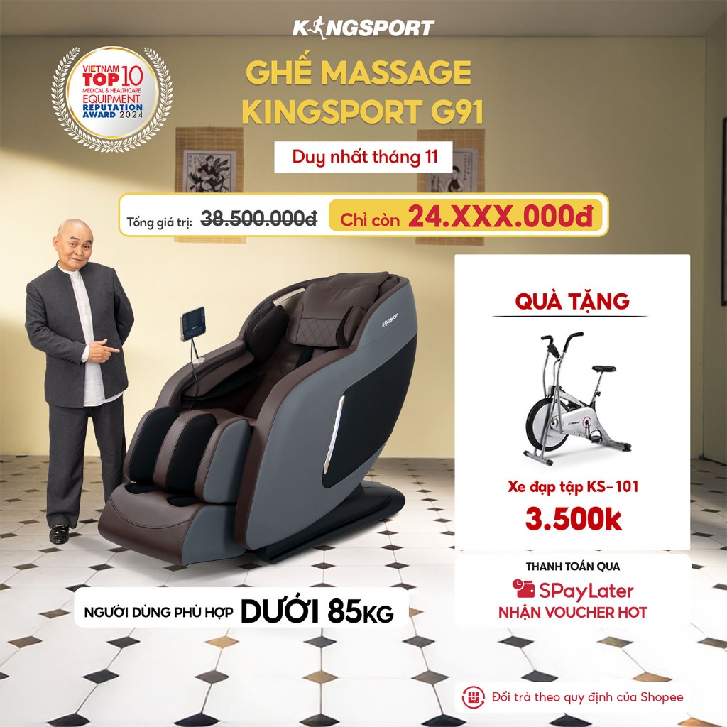 CHỈ GIAO MIỀN NAM | Ghế massage KINGSPORT G91 cao cấp con lăn 3D, chế độ quét cơ thể thông minh túi 