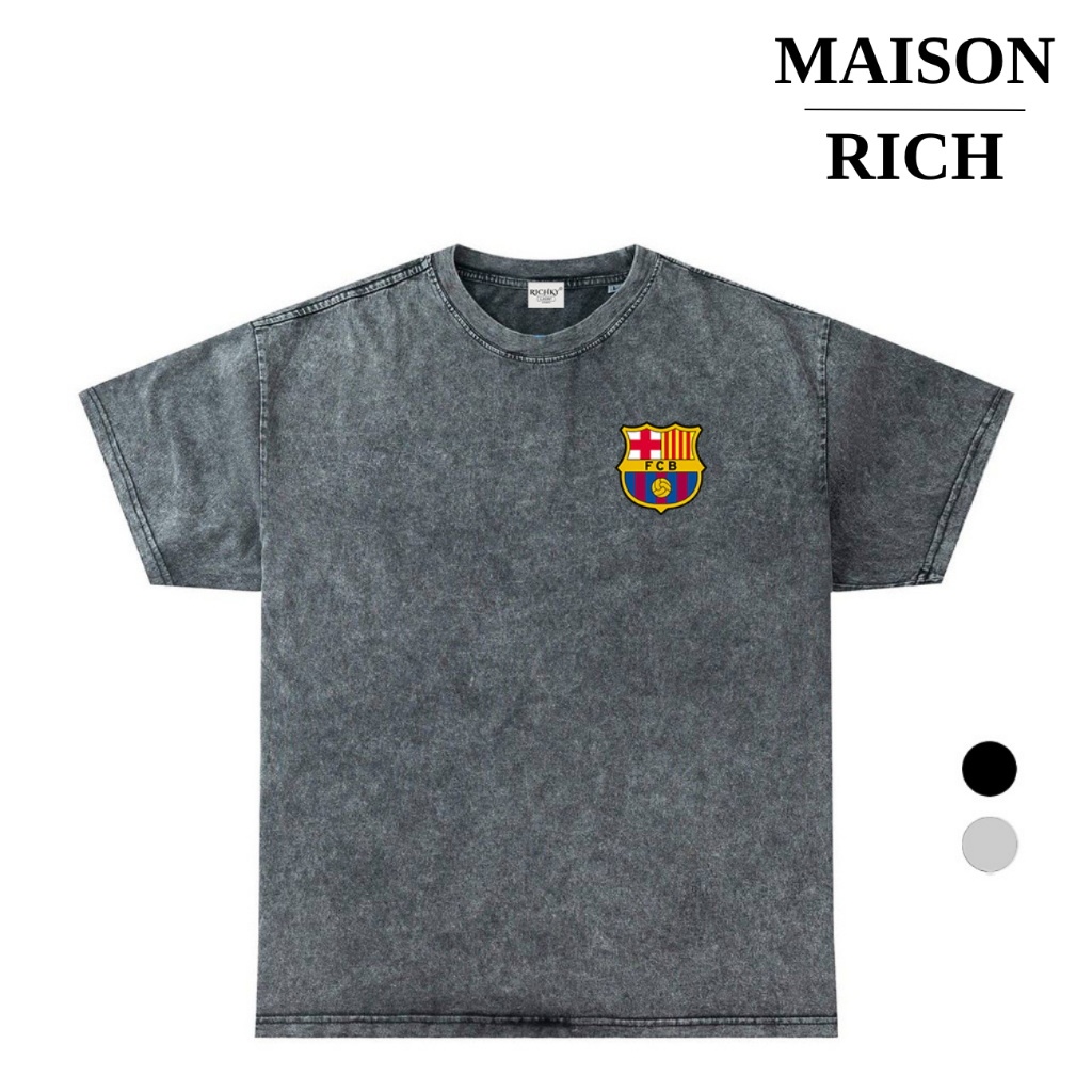 Áo Thun Wash Richky Premium Tee Logo Left Câu Lạc Bộ Bóng Đá Fc Barcelona La Liga