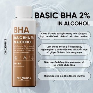 Dung Dịch Tẩy Da Chết DrCeutics Nền Cồn Basic BHA 2% In Alcohol (100ml, 200ml)