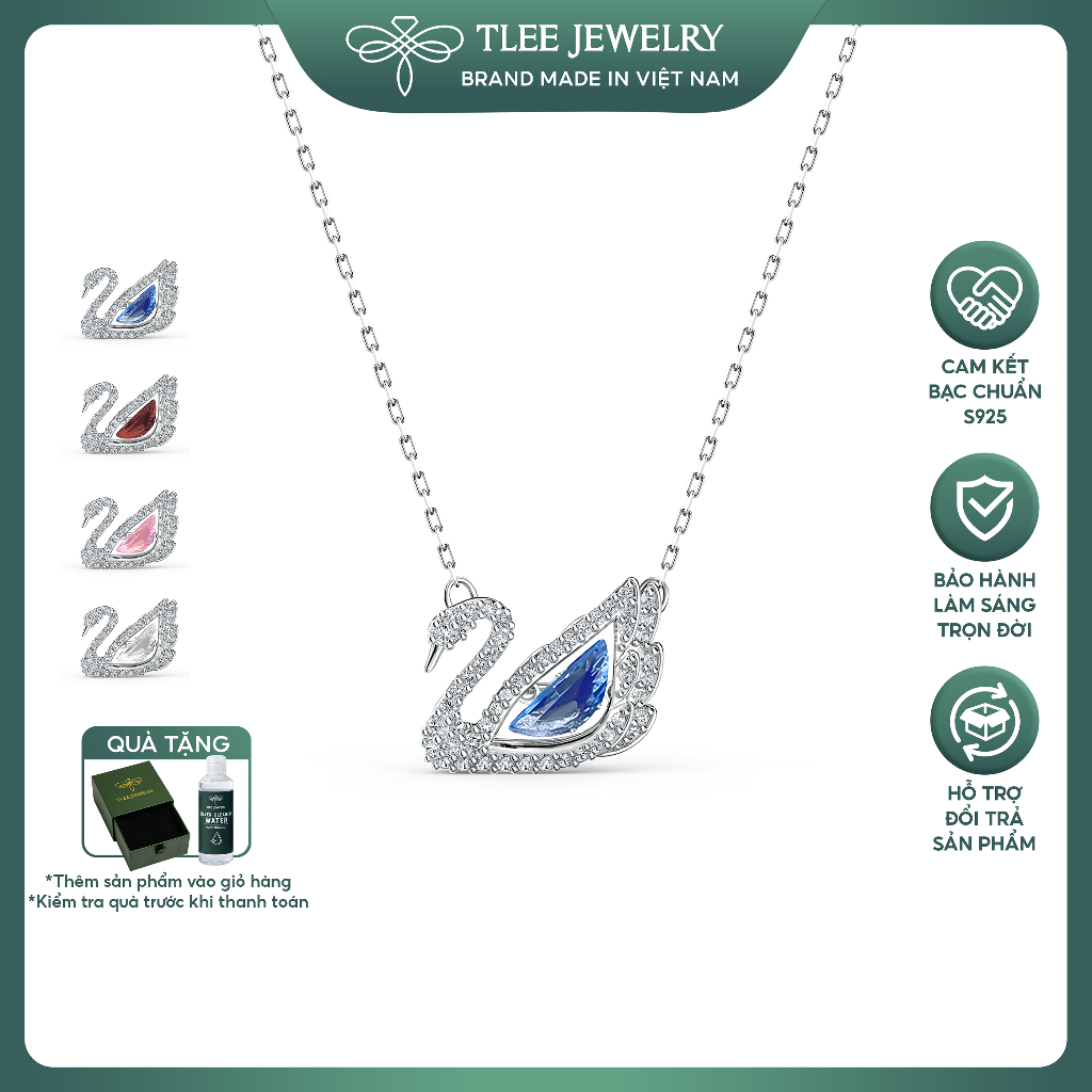 Dây chuyền bạc nữ TLEE thiên nga đá nhẩy màu sắc lấp lánh TLEE JEWELRY D0311