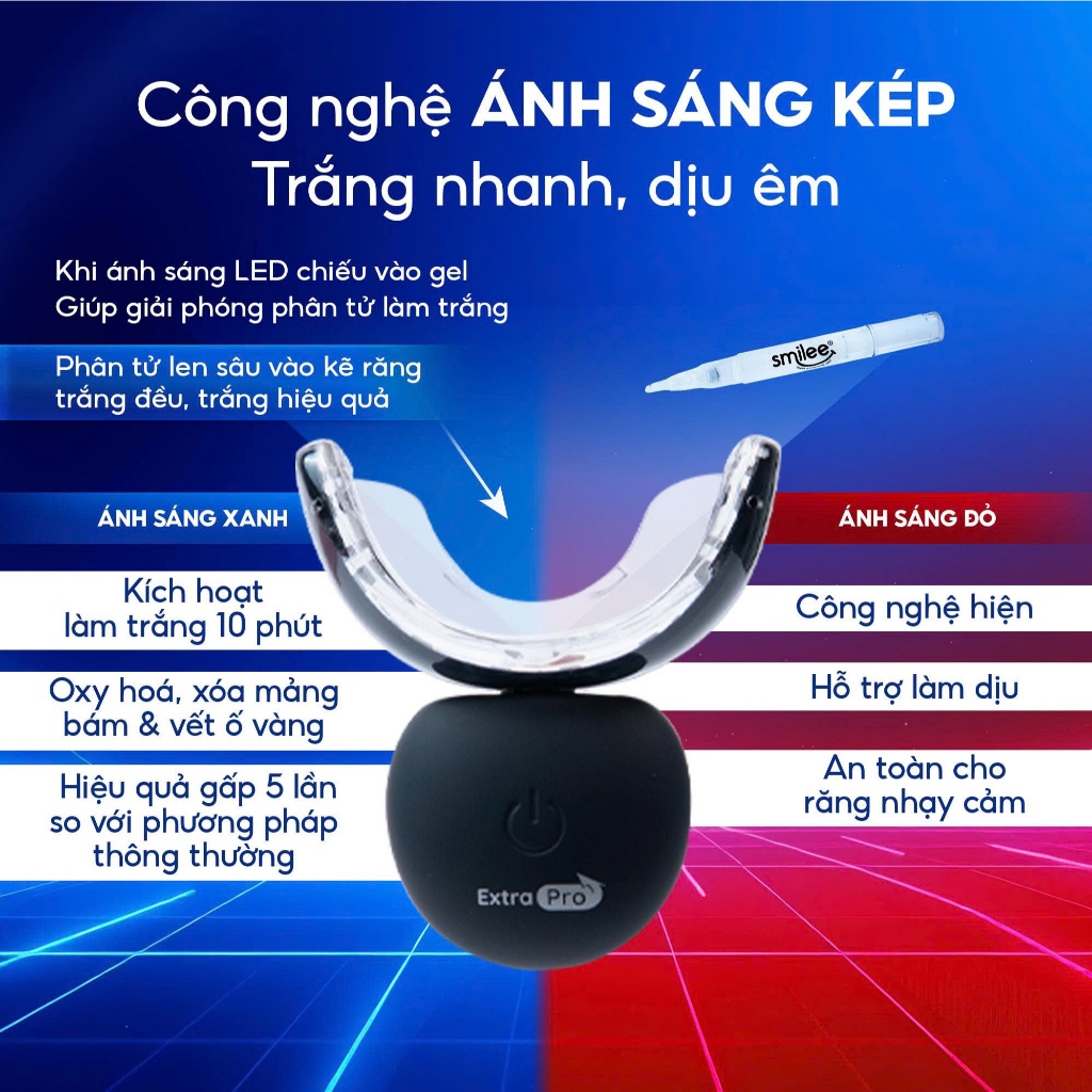 [GIÁ 638K TẠI LIVE SHOP] Trắng răng Smilee Extra, bộ kit làm trắng răng từ 2-6 tone sau một liệu trình. Hàng chính hãng | BigBuy360 - bigbuy360.vn