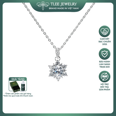 Dây chuyền bạc nữ TLEE đóa hoa sen tuyết đính đá lấp lánh TLEEJEWELRY D0389