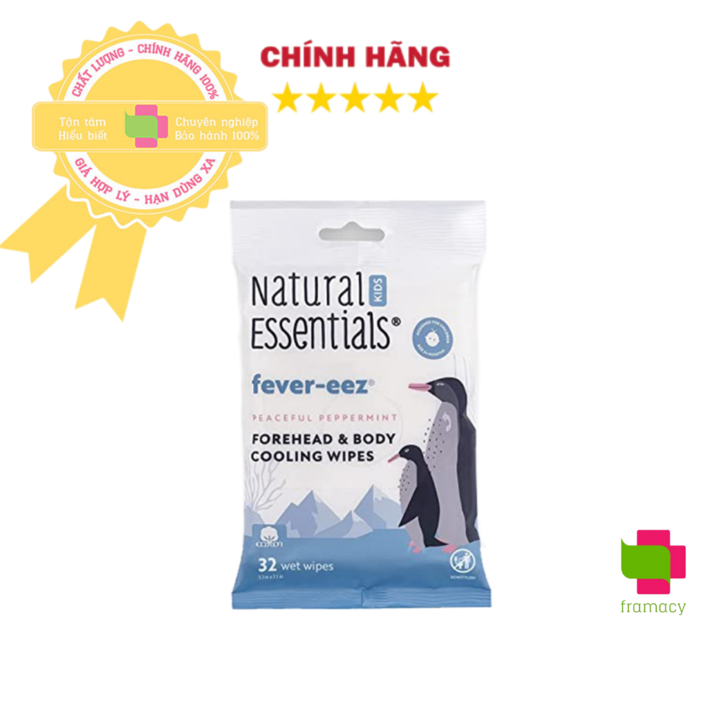 Fever-eez Cool Care for Kids Khăn lau mát, hạ sốt cho bé từ 3 tháng Mỹ (32 tờ)