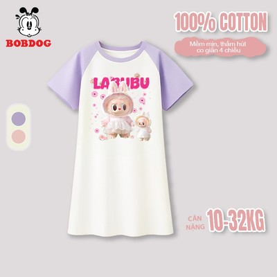 Váy cho bé gái BOBDOG chất liệu cotton thoáng mát in hình Labubu V01 cho bé