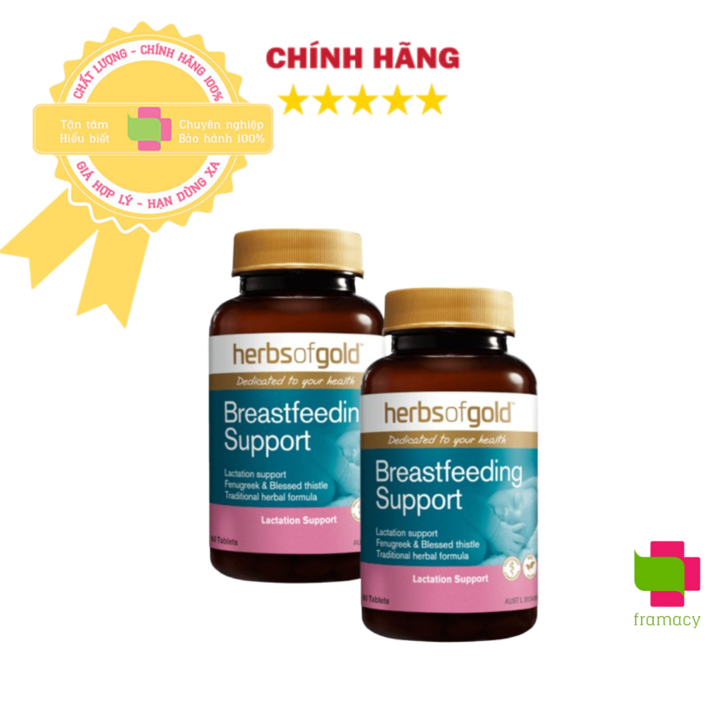 Lợi sữa Herbs of Gold Breastfeeding Support dạng viên cỏ cà ri Úc (60v)