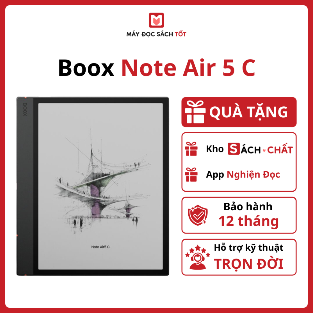 Máy đọc sách BOOX Note Air 5 C (Tặng kho Sách Chất, ứng dụng Nghiện Đọc )