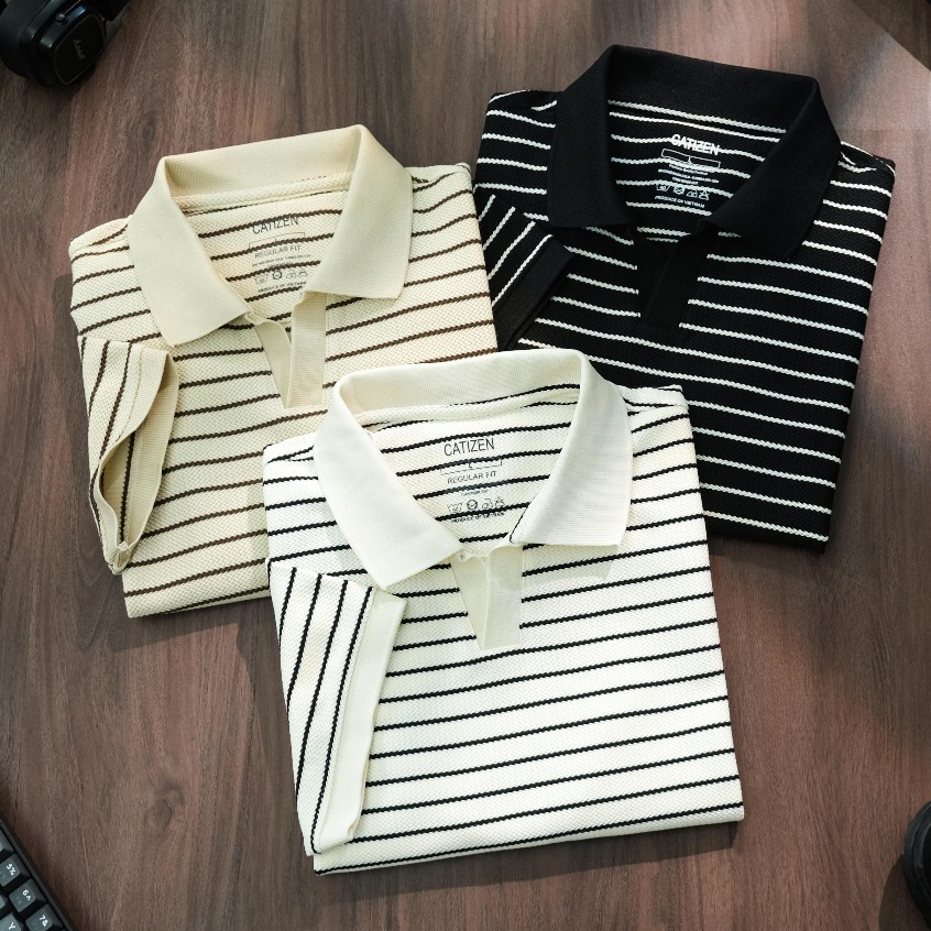 Áo Polo Nam Sọc VIBESTRIP Chất Vải Cotton Xương Cá Cao Cấp, Trẻ Trung, Thanh…