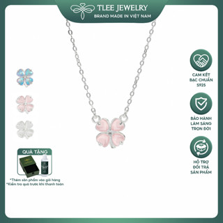 Dây chuyền bạc nữ TLEE cỏ bốn lá cánh tim đính đá đa sắc thu hút may mắn TLEE JEWELRY D0442