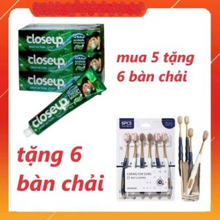  KEM ĐÁNH RĂNG CLOSEUP 160g  COMBO 6 TUÝT TẶNG 1 VỈ 6 BÀN CHẢI NANO NHƯ HÌNH  
