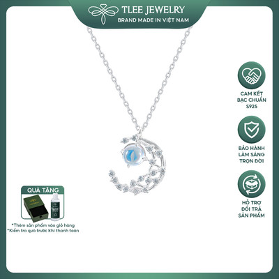 Dây chuyền bạc nữ TLEE mặt trăng đá moonstone lấp lánh TLEE JEWELRY D0152