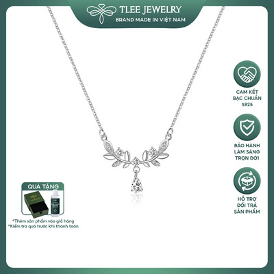 Dây chuyền bạc nữ TLEE, dây chuyền cành lá nguyệt quế nữ tính TLEE JEWELRY D0284