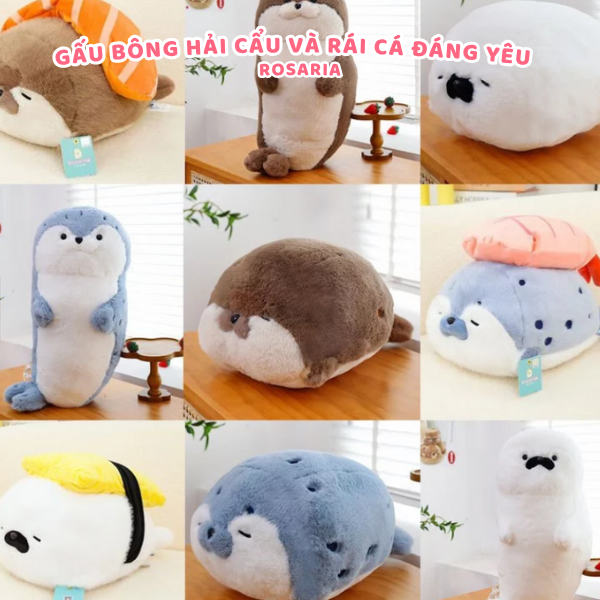 Gấu Bông Hải Cẩu & Rái Cá Nhồi Bông Đáng Yêu, Thú Nhồi Bông Rái Cá size lớn, Quà Tặng dễ thương Rosaria